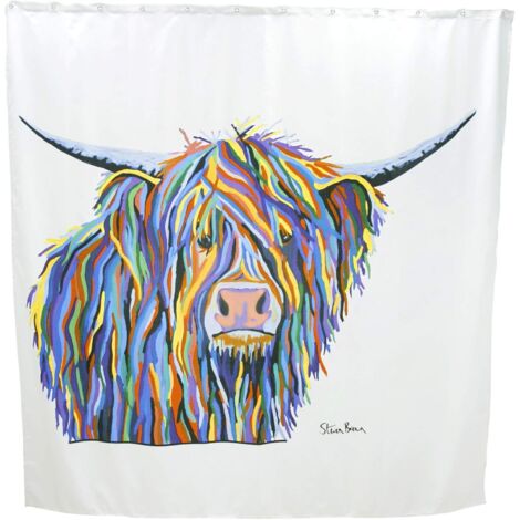 Croydex Angus McCoo by Steven Brown Art Shower Curtain Hygiene 'N' Clean, 180cm x 180cm