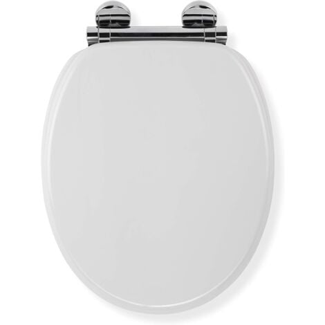 Croydex Soft Close Round Toilet Seat, Moulded Wood with Flexi-Fix - Lucerne