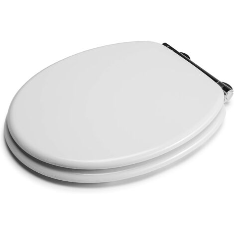 Croydex Soft Close Round Toilet Seat, Moulded Wood with Flexi-Fix - Lucerne