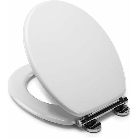 Croydex Soft Close Round Toilet Seat, Moulded Wood with Flexi-Fix - Lucerne