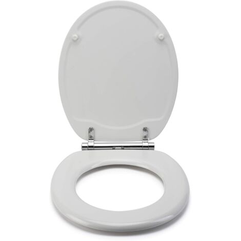 Croydex Soft Close Round Toilet Seat, Moulded Wood with Flexi-Fix - Lucerne
