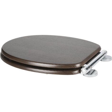 Croydex Round Moulded Wood Walnut Soft Close Toilet Seat with Flexi-Fix -Montoro