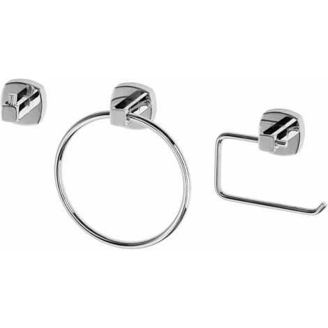 Croydex Medway Flexi-Fix Set:Towel Ring,Toilet Roll Holder & Robe Hook