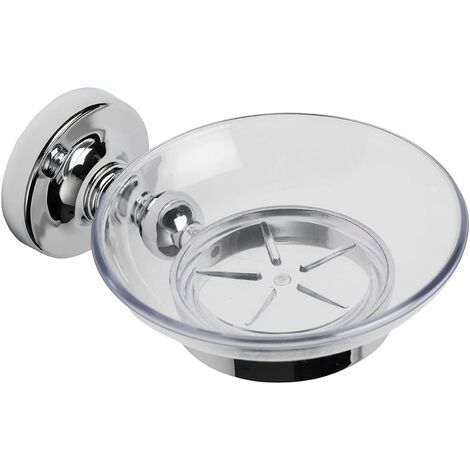 Croydex Flexi-Fix Glass Soap Dish and Holder, Chrome - Romsey (1/5)