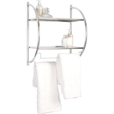 Croydex Wall Mounted Curved Shelfing Unit & Towel Rack for Bathroom