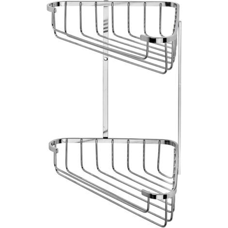 Croydex Stainless Steel Large Two Tier Corner Basket (1/4)