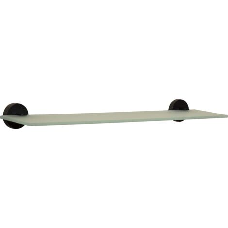 Croydex – Frosted glass bathroom shelf – Flexi-Fix wall mount – Durable zinc alloy – Matte black finish – Easy installation with screw or glue fix (1/5)