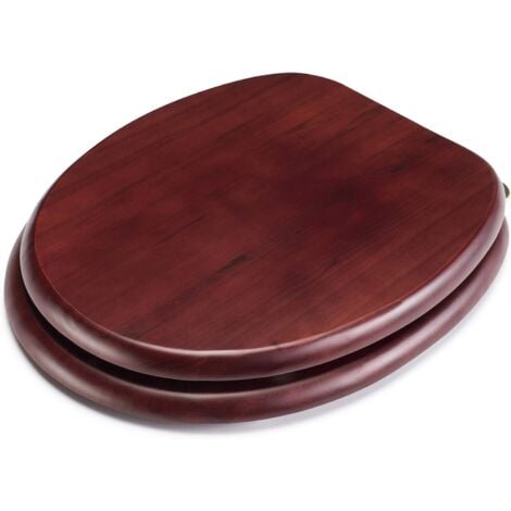 Croydex Solid Wood Toilet Seat Mahogany Effect with Brass Hinges