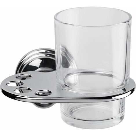 Croydex Bathroom Clear Tumbler with Chrome Wall Mounted Holder - Westminster (1/5)