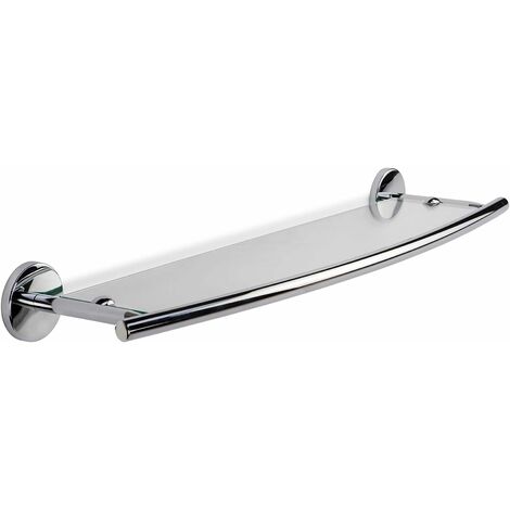 Croydex Hampstead glass floating shelf for bathroom – Durable zinc alloy construction – Chrome plated finish – Dimensions: 60 x 588 x 152mm (1/5)