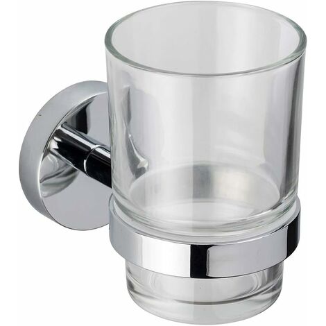 Croydex Flexi-Fix Glass Bathroom Tumbler and Holder, Chrome - Epsom (1/4)
