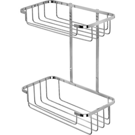 Croydex Stainless Steel 2 Tier Cosmetic Shower Caddy Bathroom Storage Basket (1/4)