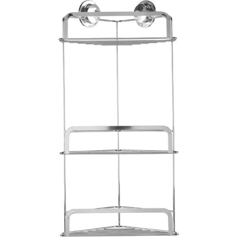 Croydex Stick 'n' Lock Adhesive Two Tier Shower Caddy, Chrome - On