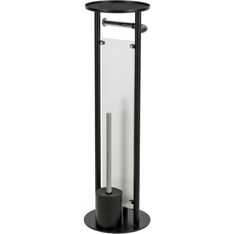 Croydex Toilet Butler, Toilet Roll Holder & Toilet Brush in Matt Black