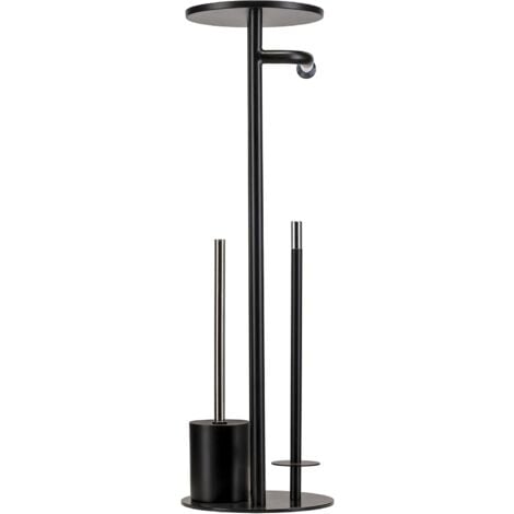 Croydex Toilet Butler, Toilet Roll Holder & Toilet Brush in Matt Black