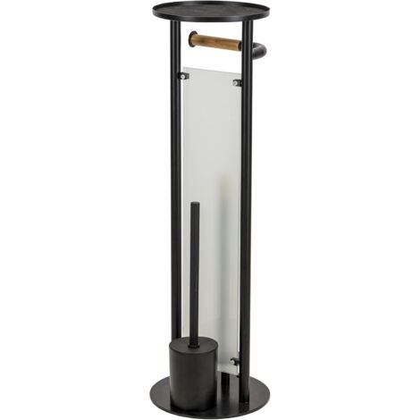 Croydex Toilet Butler, Toilet Roll Holder & Toilet Brush in Matt Black