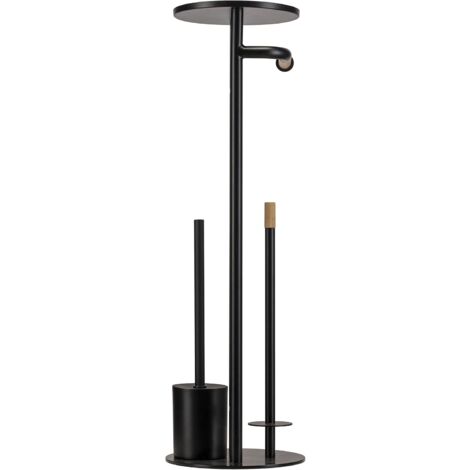 Croydex Toilet Butler, Toilet Roll Holder & Toilet Brush in Matt Black