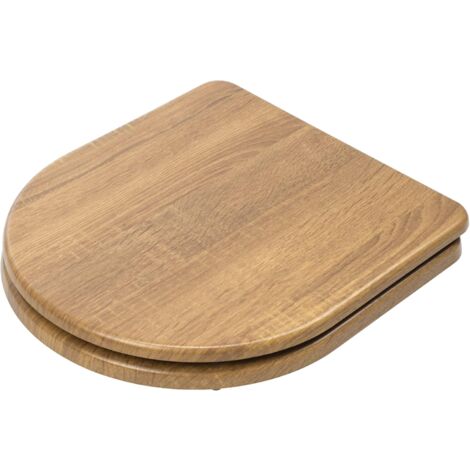 Croydex Levico Toilet Seat, Soft Close and Quick Release Hinges, Anti-Bacterial Treatment, Durable Moulded Wood with Oak Effect