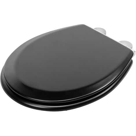 Croydex Lene, Matt Black Toilet Seat, Soft Close Hinges, Durable Moulded Wood, Quick Release for Easy Cleaning, Adjustable Hinges