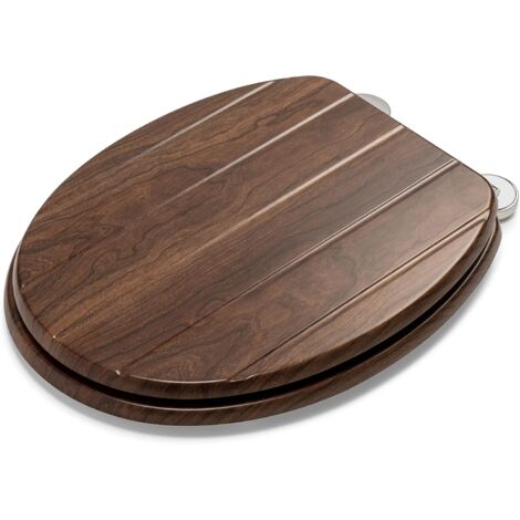 Croydex Molvena Toilet Seat: Durable, Moulded Wood with Walnut Effect, Adjustable Hinges, Fit Most Standard Toilets (1/5)