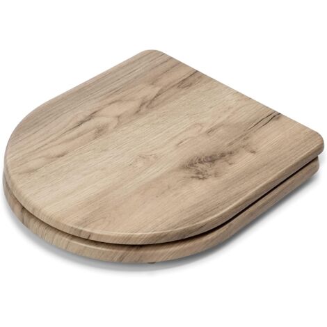 Croydex Varese Wood Flexi-Fix D-Shape Seat Grey Oak Effect