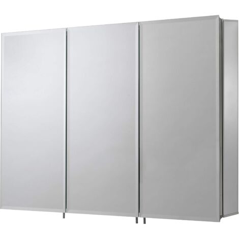 Croydex – Large triple door bathroom cabinet 660 x 914 x 133mm – Hang 'n' Lock™ installation – 3 mirrored doors – Adjustable glass shelves (1/5)