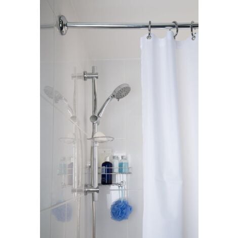 Croydex Easy to Fit Aluminium 4 Way Modular Rail with Circular Profile,Chrome