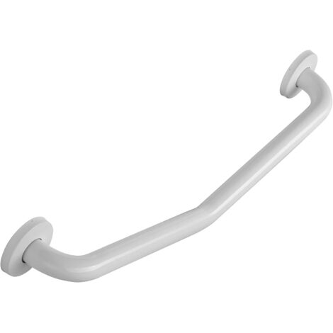 Croydex White Angled Grab Bar Hand Rail, Stainless Steel Shower Handle, 600mm (1/6)