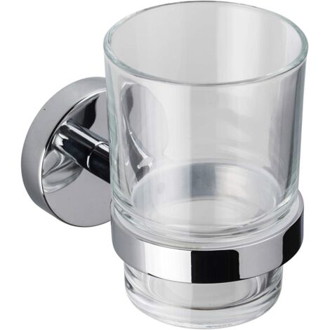 Croydex Flexi-Fix Clear Bathroom Tumbler with Chrome Wall Mount - Pendle (1/5)