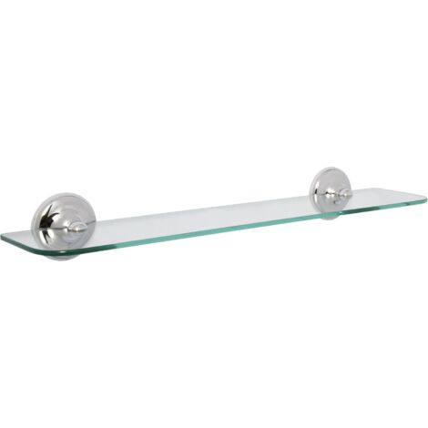Croydex Flexi-Fix Chrome Glass Shelf for Bathroom, 59cm Length - Grosvenor (1/5)