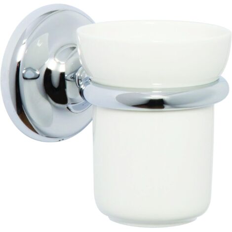 Croydex Flexi-Fix Ceramic Bathroom Tumbler & Chrome Wall Mount - Grosvenor (1/5)