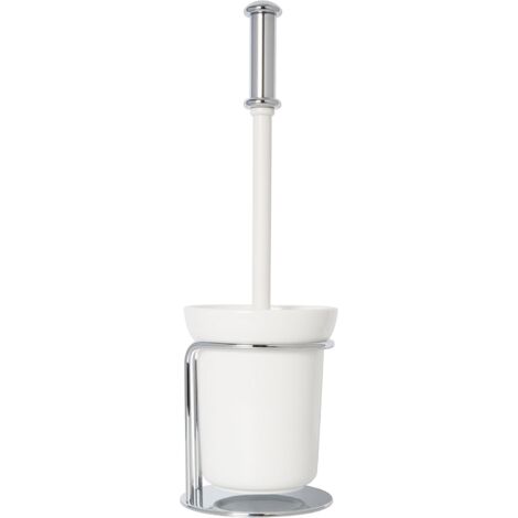 Croydex Toilet Cleaning Brush and Holder in White and Chrome - Grosvenor (1/5)