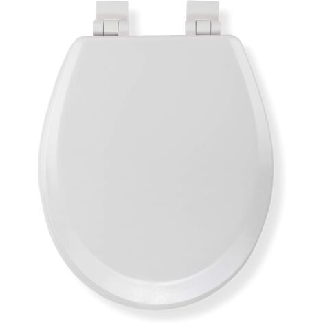 18" MDF UNIVERSAL Toilet Seat Light Walnut Wood Sit Tight Bathroom Chrome Hinges 
