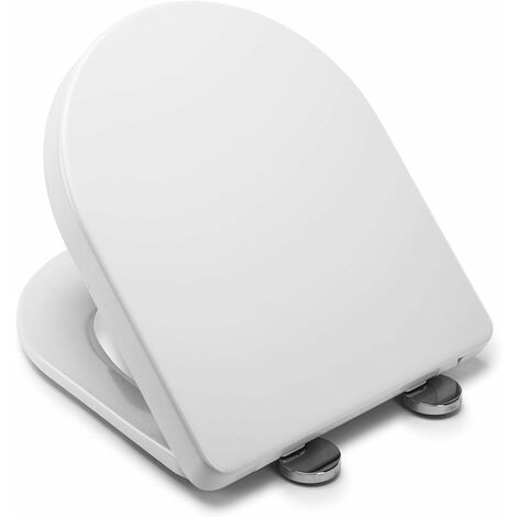 Croydex D-Shape Modern Toilet Seat, White with Flexi-Fix Anti-Slip - Eyre