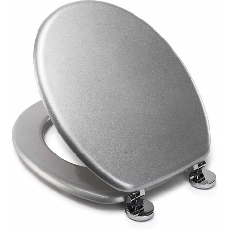 Croydex Moulded Wood Round Toilet Seat Flexi-Fix Quartz
