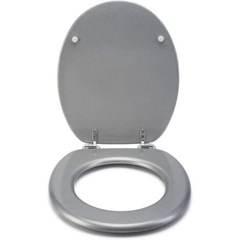 Croydex Moulded Wood Round Toilet Seat Flexi-Fix Quartz