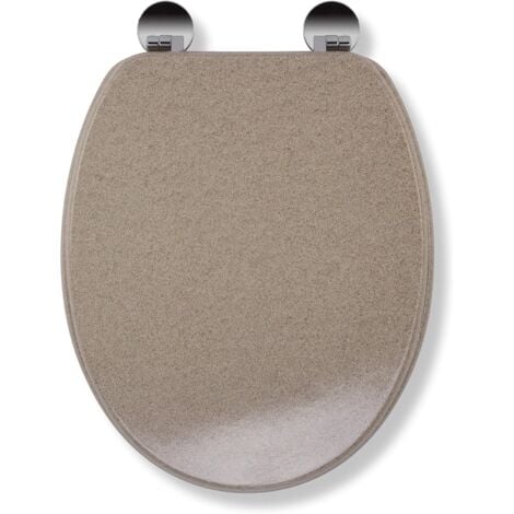 Croydex Round Wooden Toilet Seat, Sandstone with Flexi-Fix Anti-Slip - Dorney