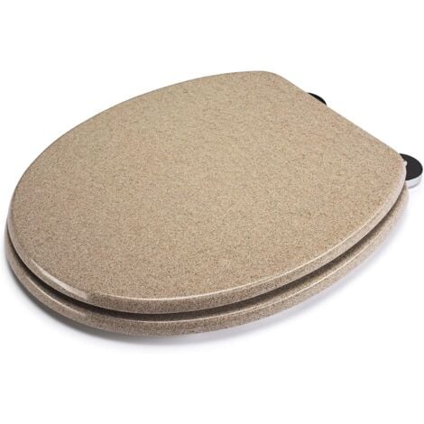 Croydex Round Wooden Toilet Seat, Sandstone with Flexi-Fix Anti-Slip - Dorney