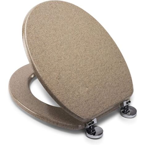 Croydex Round Wooden Toilet Seat, Sandstone with Flexi-Fix Anti-Slip - Dorney