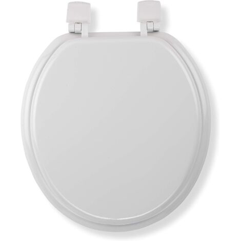 Croydex Round Wooden Toilet Seat in White with Stick Tight - Buttermere (1/5)