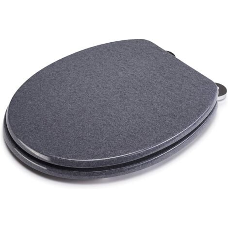 Croydex Round Granite Grey Modern Toilet Seat with Flexi-Fix Anti-Slip - Dove