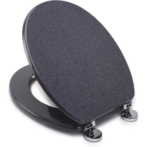 Croydex Round Granite Grey Modern Toilet Seat with Flexi-Fix Anti-Slip - Dove