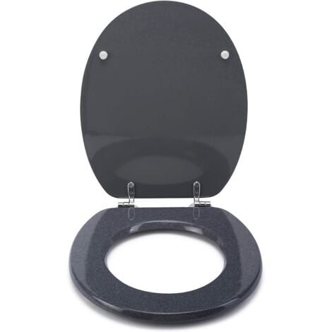 Croydex Round Granite Grey Modern Toilet Seat with Flexi-Fix Anti-Slip - Dove
