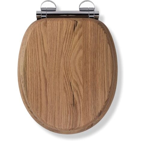 Croydex Oval Solid Oak Toilet Seat with Flexi-Fix Hinges, Anti-Slip