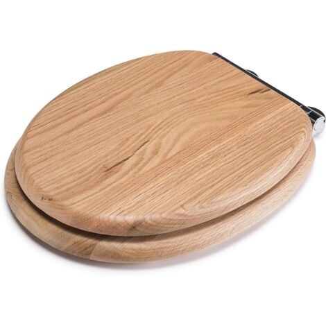 Croydex Oval Solid Oak Toilet Seat with Flexi-Fix Hinges, Anti-Slip