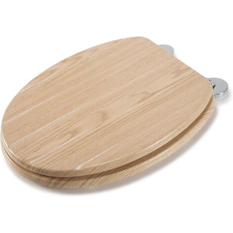 Croydex Round Wood Light Oak Effect Toilet Seat, Flexi-Fix Anti Slip - Geneva