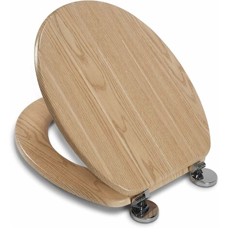 Croydex Round Wood Light Oak Effect Toilet Seat, Flexi-Fix Anti Slip - Geneva