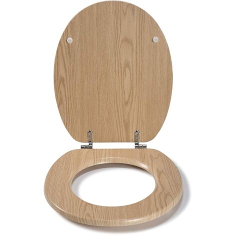 Croydex Round Wood Light Oak Effect Toilet Seat, Flexi-Fix Anti Slip - Geneva
