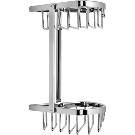 Croydex Two Tier Corner Shower Caddy Bath Basket, Slimline Aluminium In ...