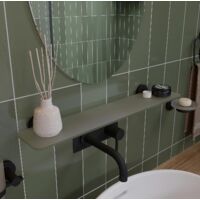 Croydex Frosted Glass Shelf with Black Hinges, Bathroom Storage, 59cm - Metra